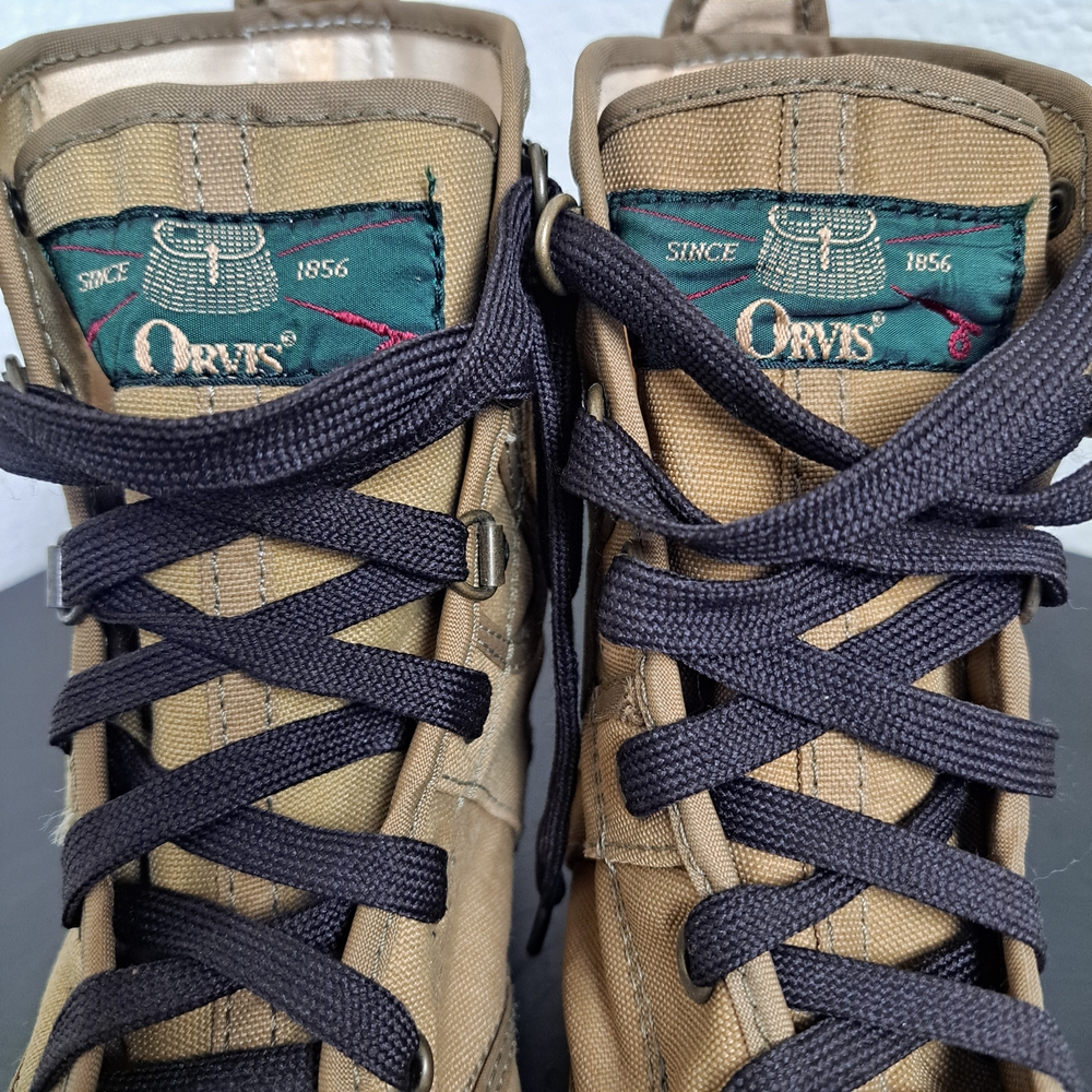 Orvis Boys/Girls Size 6 Fly Fishing Wading Boots Khaki Canvas Felt Bottoms - Picture 2 of 9